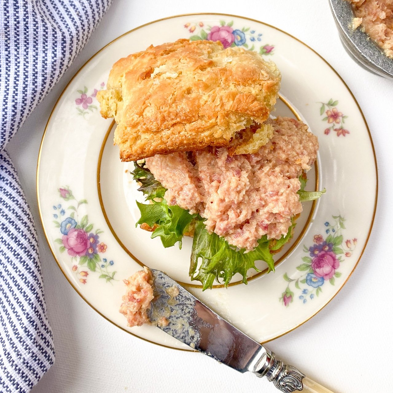 Kentucky country ham pâté spread on buttermilk biscuits Southern appetizer