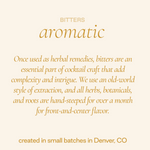 Text about bitters used in cocktail craft on a beige background