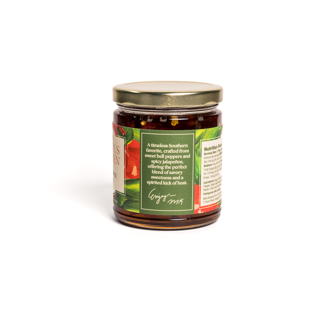 Jar of preserves with a label on a white background