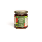 Jar of preserves with a label on a white background