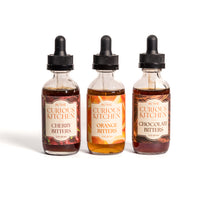 Cocktail gift set with orange, cherry and chocolate craft bitters aged 28 days handcrafted in Kentucky